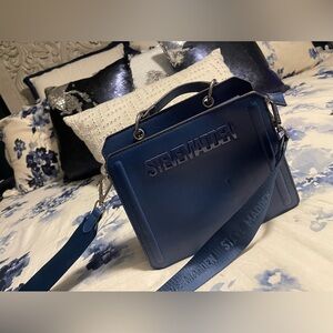 Viral STEVE MADDEN "BEVELYN" CROSSBODY SATCHEL PURSE Blue W AIRPOD CASE